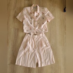 On The Verge women Blouse Shorts Embroidered Floral Short Sleeve Top Gingham 12